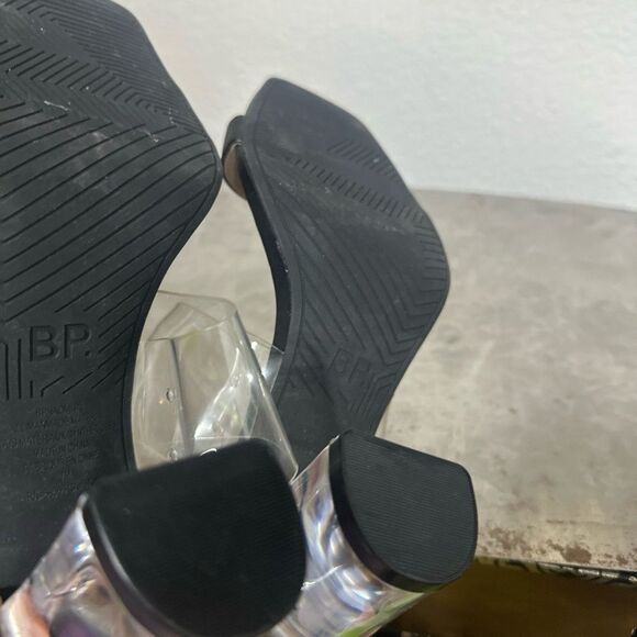 BP. Block Heel Mule Slide Sandal 7 Clear Strap Square Toe Minimalist Black Naomi - Picture 7 of 10